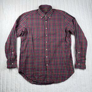 SID MASHBURN Plaid Gingham Red Button Down Long Sleeve Shirt Men's L Cotton